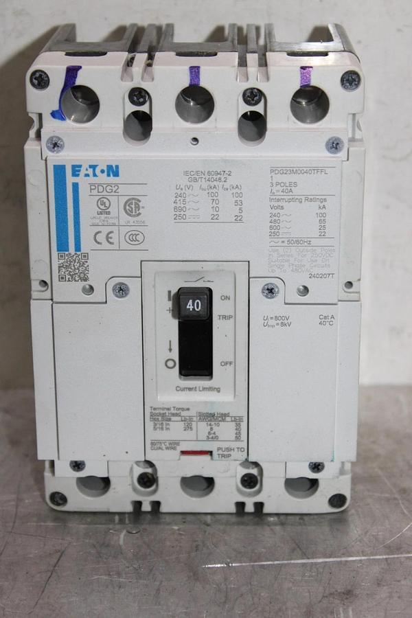 NEW SURPLUS EATON PDG2 CIRCUIT BREAKER PDG23M0040TFFL 40 AMP 600 VAC 3-POLE