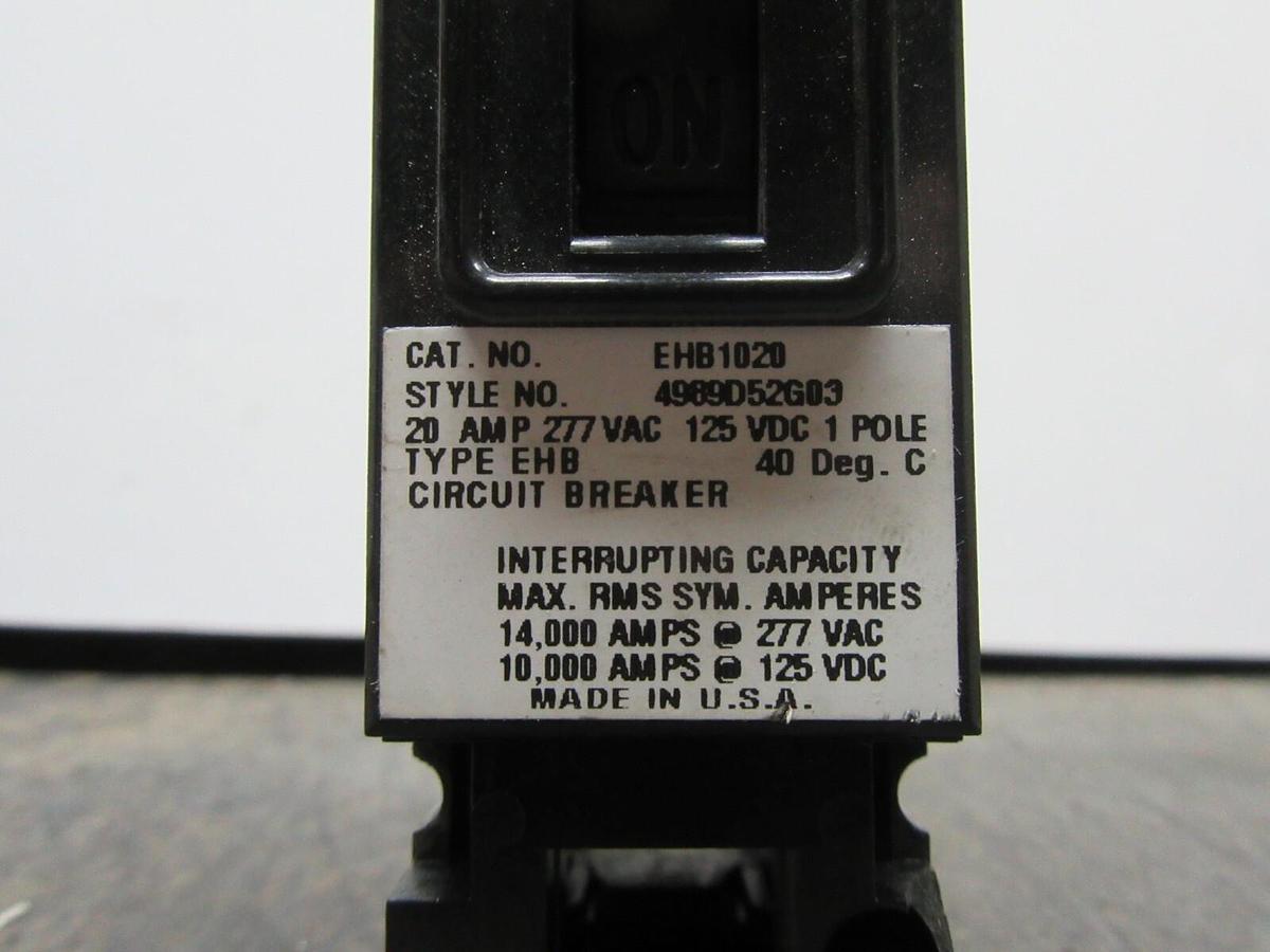 Used LOT OF 5 CUTLER HAMMER BREAKER EHD1020 1-POLE 20 AMP 277 VAC **WARRANTY**