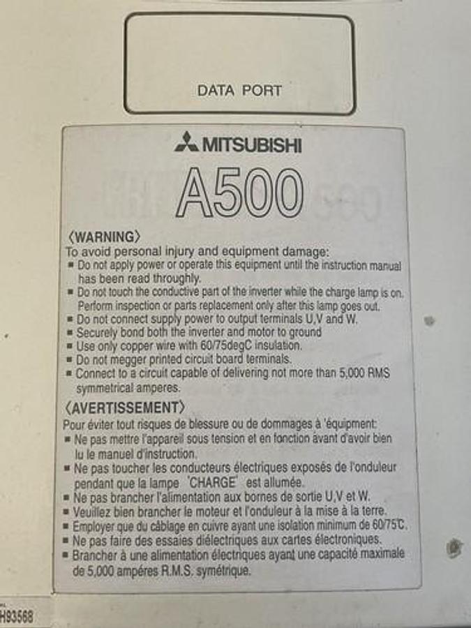 Used MITSUBISHI INVERTER DRIVE A500 FR-A520-5.5K-NA 240 VAC 35.5 AMP **WARRANTY**