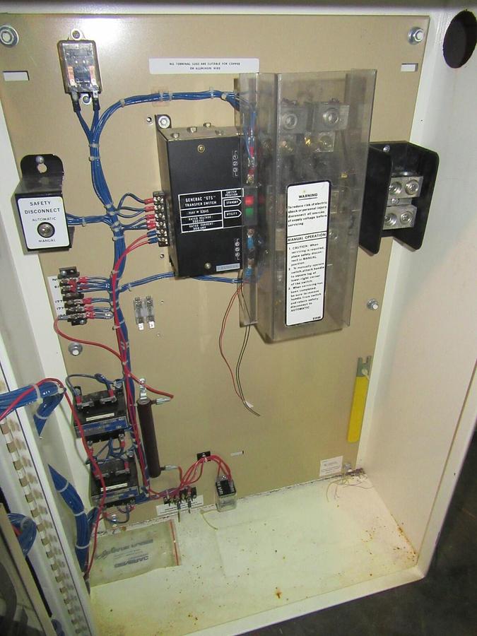 Used 150 AMP GENERAC GTS ATS AUTOMATIC TRANSFER SWITCH 250 V 1 PH 2 POLE NEMA 1 ENCL