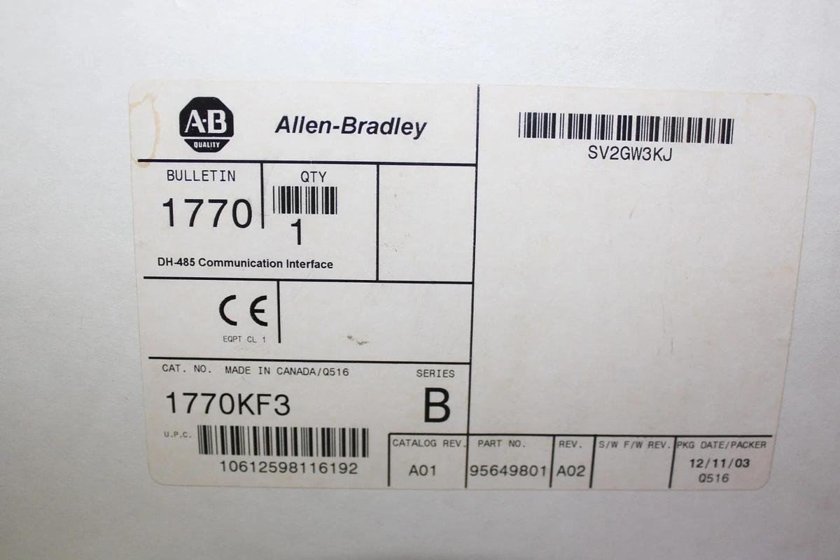 NIB ALLEN-BRADLEY DH-485 COMMUNICATION INTERFACE 1770-KF3 REV. A01 115/230V
