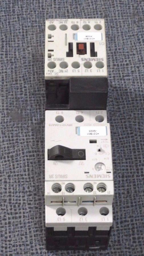 Used SIEMENS SIRIUS 3R STARTER SET 0.11-0.16 AMP 3RV1011-0AA15 WITH 3RT1016-1BB42