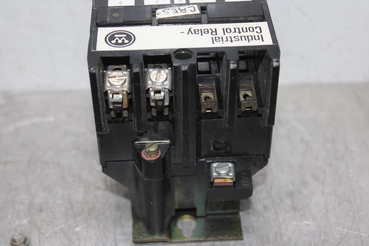 Used WESTINGHOUSE INDUSTRIAL CONTROL RELAY AR4A 10 AMP 600 VAC W/ ARA20