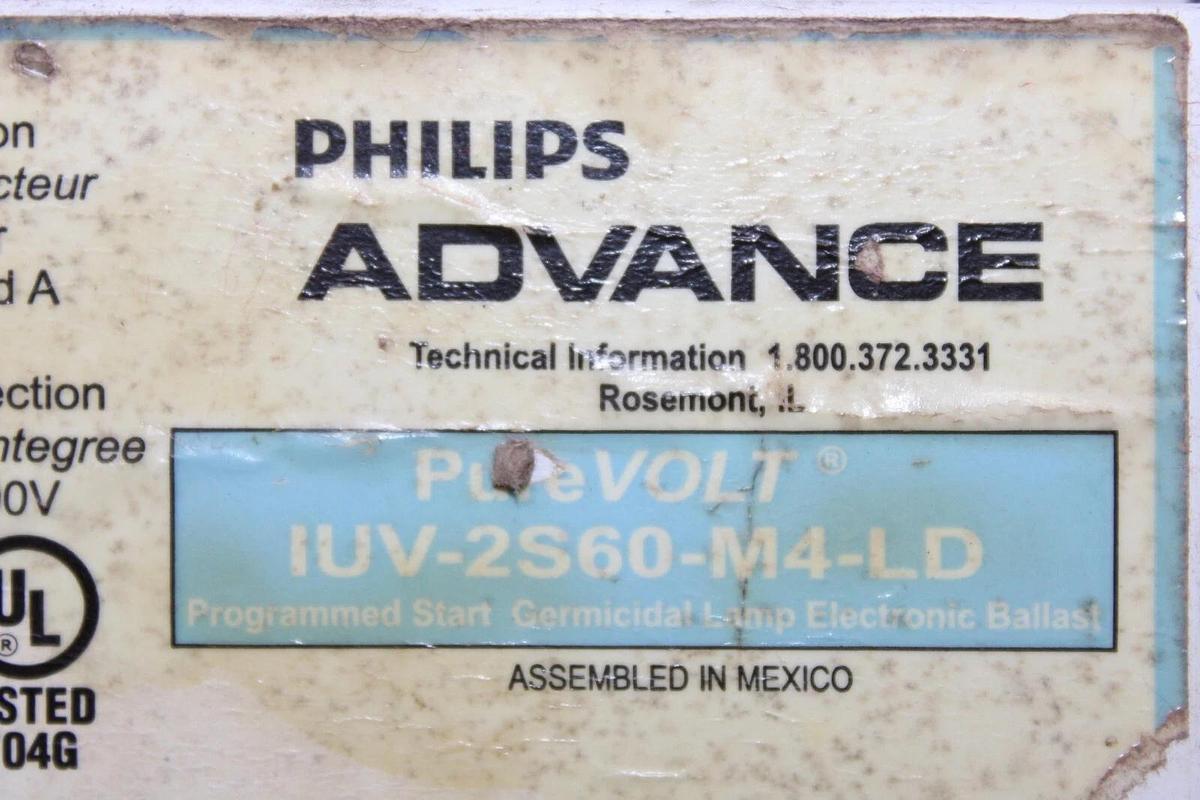 Used PHILIPS ADVANCE PURE VOLT IUV-2S60-M4-LD 4435-290-28842 REV. A 277 VOLT