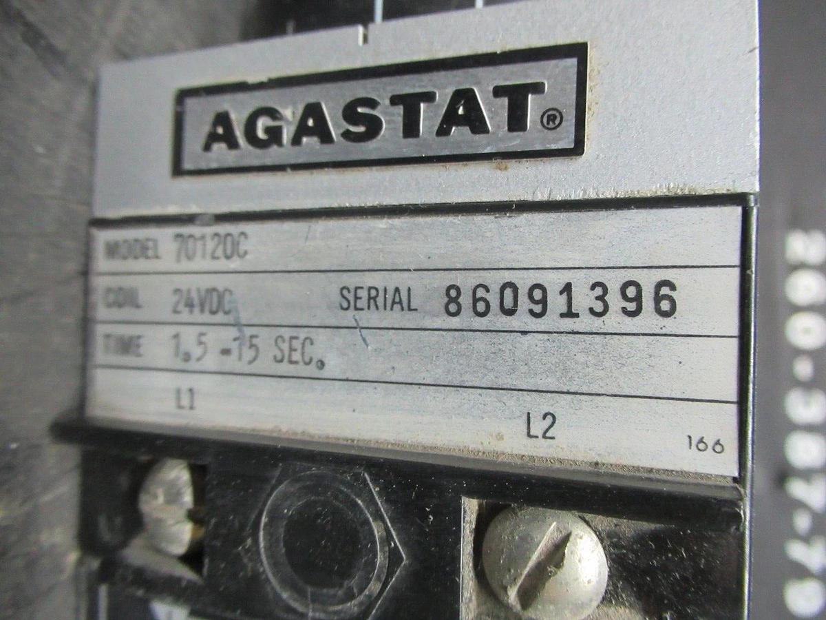 Used AGASTAT TIME DELAY RELAY 1.5-15 SECONDS 7012OC 24 VDC VOIL 600 VAC 10 AMP