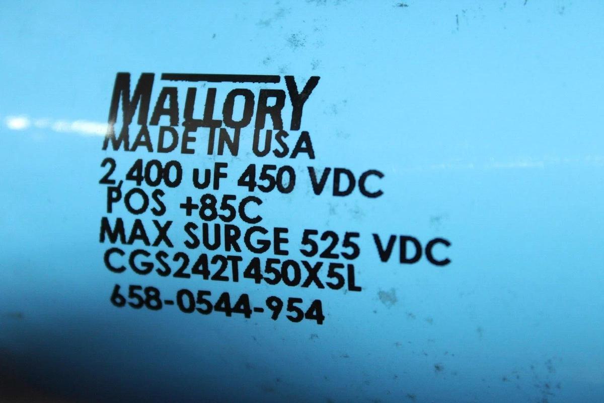 Used LOT OF 2 MALLORY CAPACITOR 2400 uF 450 VDC CGS242T450X5L 658-0544-954 *WARRANTY*