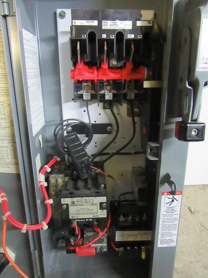 Used SQUARE D COMBINATION STARTER 8536SBO2H109S 30 AMP 600 VAC SIZE 0