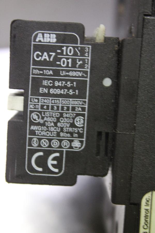 Used ABB CONTACTOR BE75C-Y21EX 105 AMP 600 VAC 3-POLE 75 HP COIL: 24 VDC