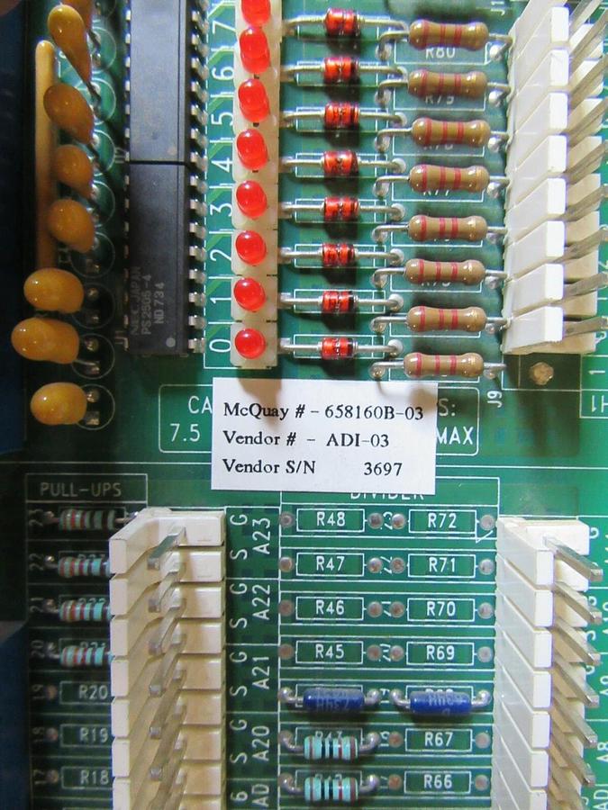 Used MCQUAY 24 CH ANALOG / DIGITAL INPUT CIRCUIT BOARD 658160B-03 CHILLER ADI-03
