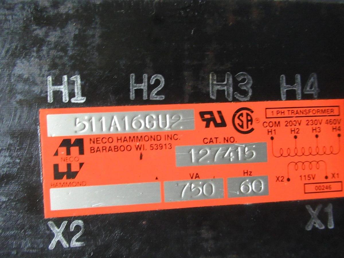 Used 750 VA NECO TRANSFORMER 511A16GU2 127415 X13550057-3 **WARRANTY INCLUDED**