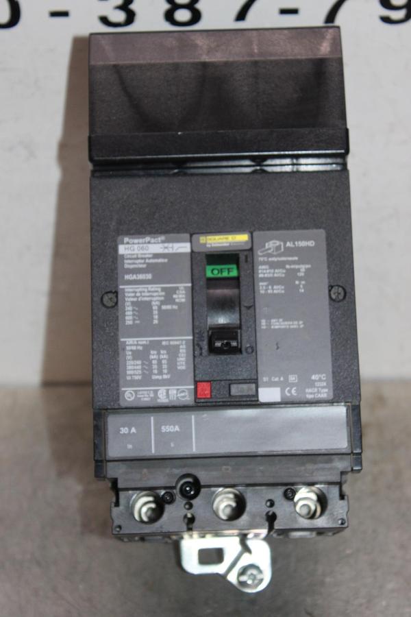 Used SQUARE D POWERPACT I-LINE CIRCUIT BREAKER BGA360340 40 AMP 600 VAC 3-POLE