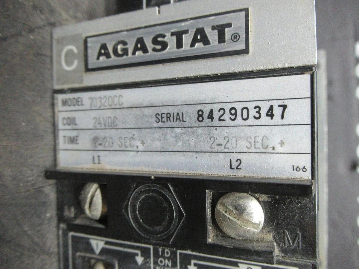 Used AGASTAT TIME DELAY RELAY 2-20 SECONDS 7032CC 24 VDC VOIL 600 VAC 10 AMP