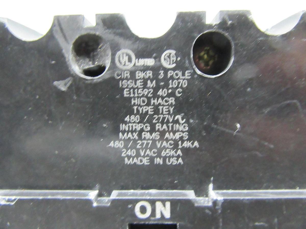 Used GE E11592 TEY HACR BREAKER 15 AMP 480/277 VAC 3-POLE **WARRANTY INCLUDED**