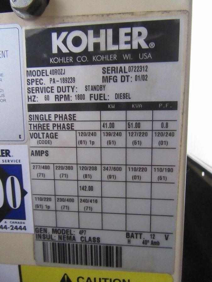 Used 40KW DIESEL GENERATOR  KOHLER 120/208V JOHN DEERE ENCLOSED VIDEO WE SHIP 40 KW