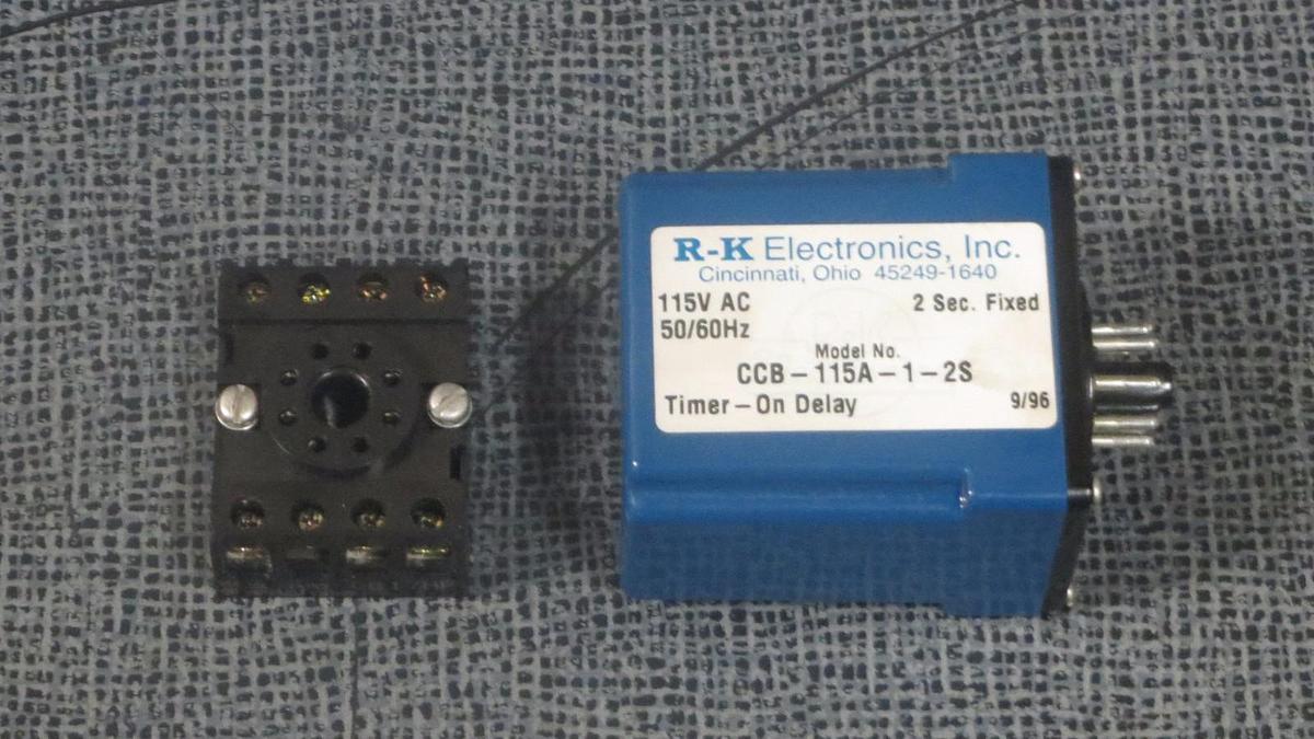 Used R-K ELECTRONICS TIMER WITH SOCKET 115 VAC 2 SECOND FIXED MODEL CCB-115A-1-2S