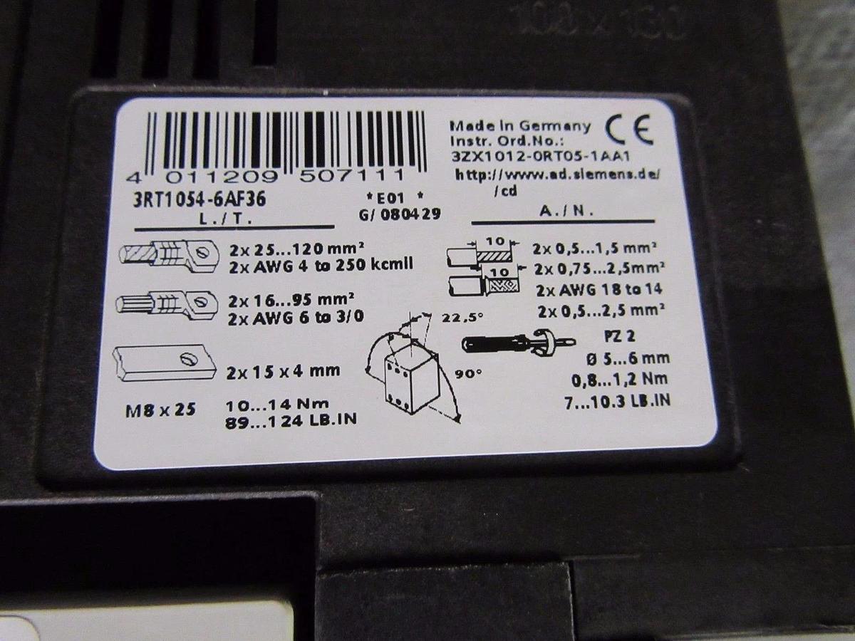 Refurbished SIEMENS SIRIUS CONTACTOR 140 AMP 600V 3 PHASE 110-127V COIL MODEL: 3RT1054-6AF36