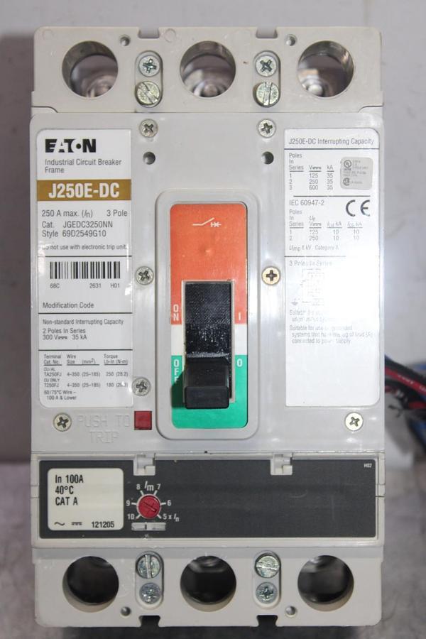 Used EATON DC CIRCUIT BREAKER JGEDC3250NN 250 AMP 3-POLE 600 VDC **WARRANTY**