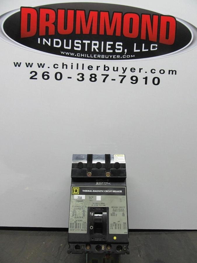 Used SQUARE D I-LINE BREAKER FHB36020 20 AMP 3-POLE 600 VAC **WARRANTY INCLUDED**