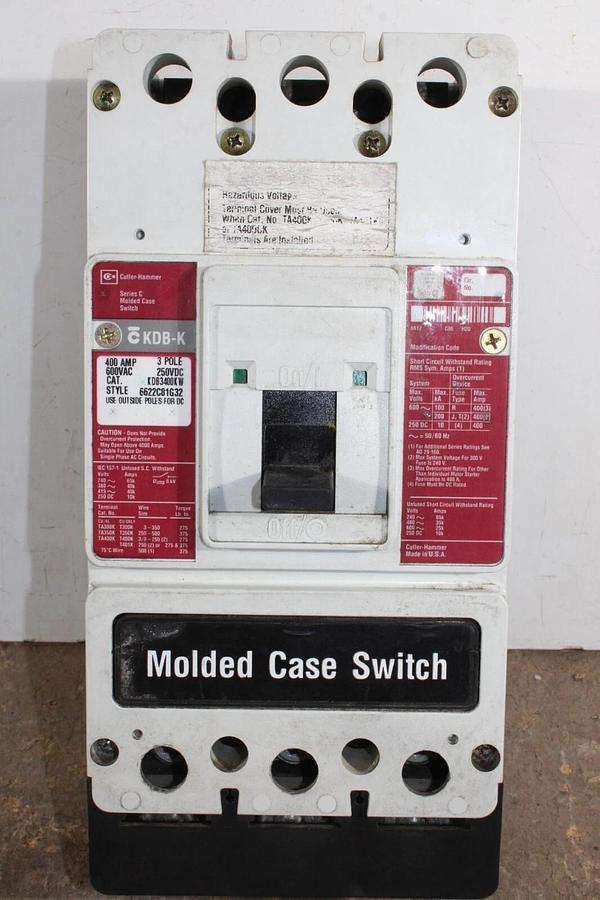 Used CUTLER HAMMER MOLDED CASE SWITCH KDB3400KW 400 AMP 600 VAC 3-POLE *WARRANTY*