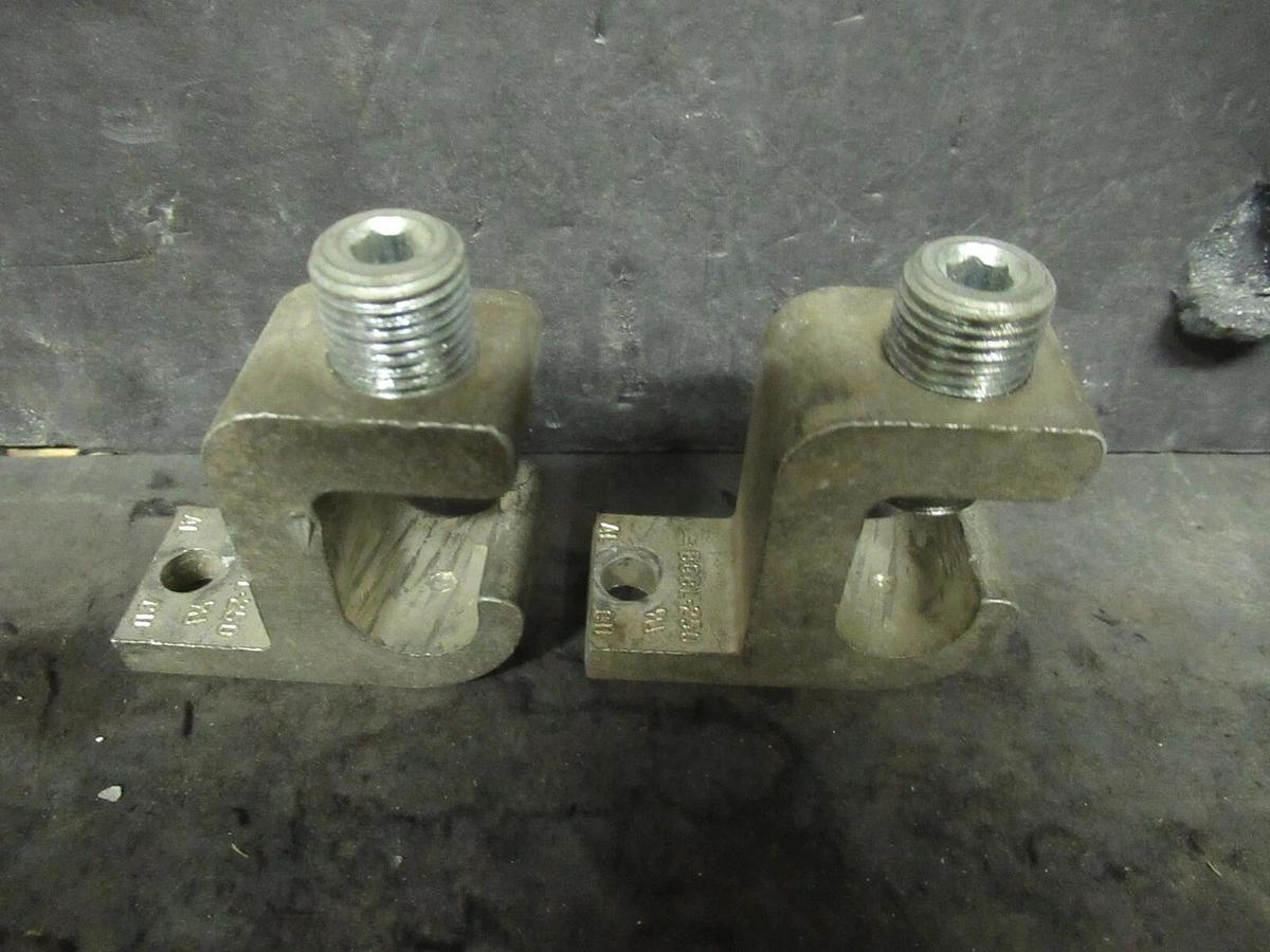 Used (2 QTY) BURNDY BGBL-250 1 BARREL MECHANICAL WIRE CONNECTOR LUG TAP #6 - 250KCMIL