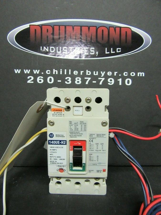 Used 20 AMP ALLEN BRADLEY BREAKER 140UE-H2E3-C20 3 POLE 480 VAC