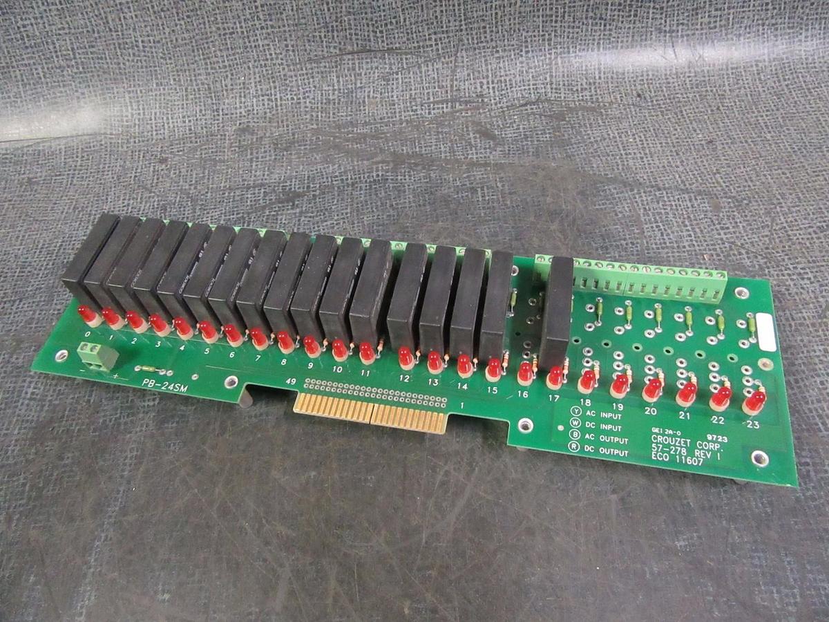 Used CROUZET RELAY CIRCUIT BOARD PB-24SM WITH SM-0AC5A RELAYS MODEL: 57-278 REV I