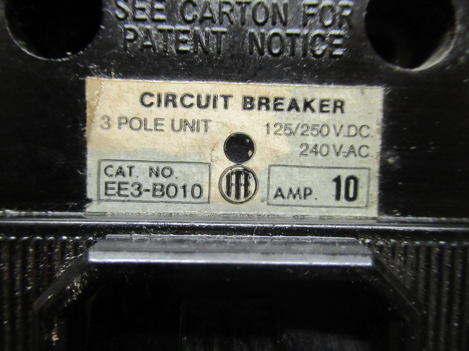 Used 10 AMP ITE BREAKER EE3-B010 240 VAC 3 POLE **WARRANTY INCLUDED**