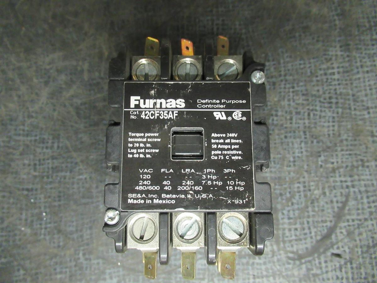 Used FURNAS DEFINITE PURPOSE CONTACTOR 42CF35AF 40 AMP 600V 15HP **WARRANTY**