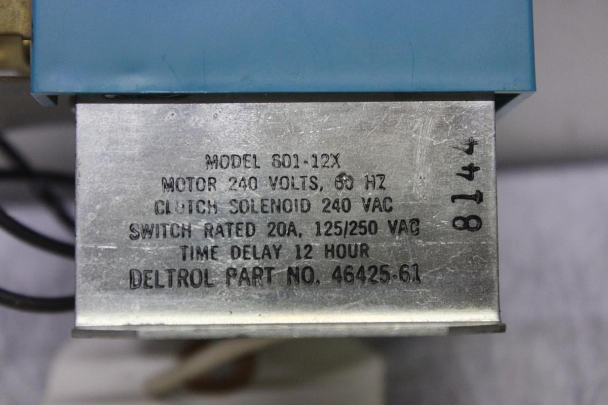 Used DELTROL TIME DELAY RELAY 46425-61 801-12X 0-12 HOUR DELAY 240 VOLT 20 AMP