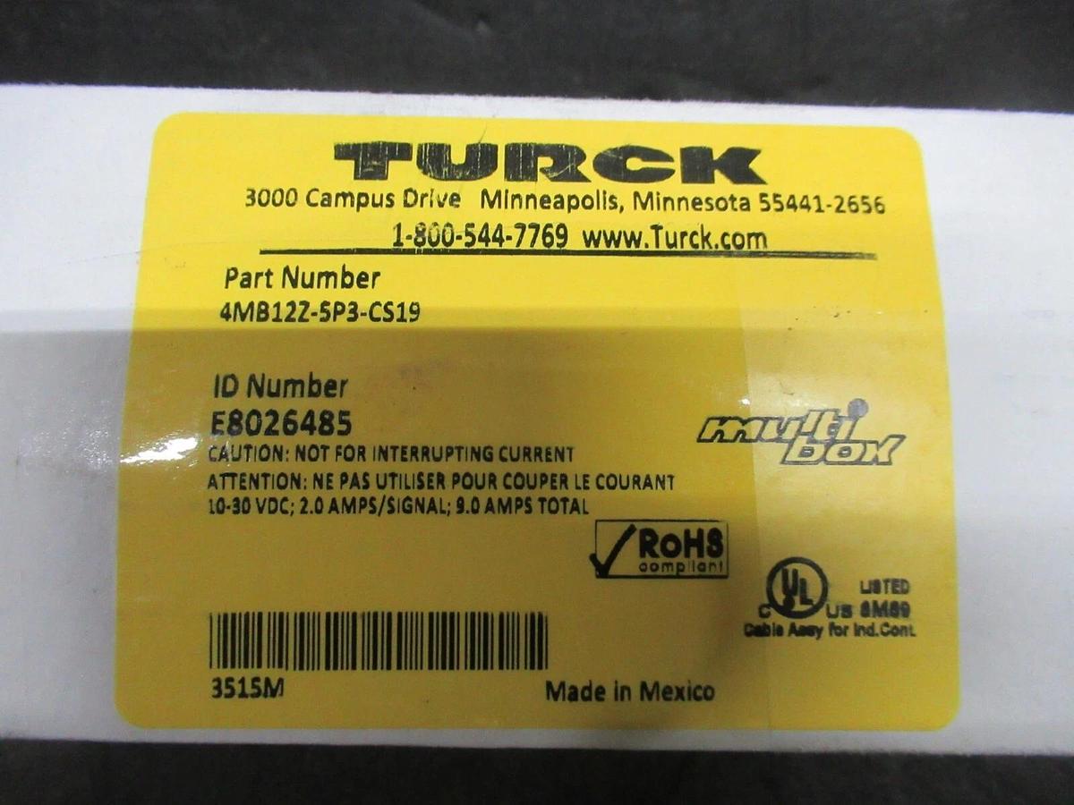 Used TURCK ACTUATOR AND SENSOR JUNCTION BOX 4MB12Z-5P3-CS19 E8026485 **WARRANTY**