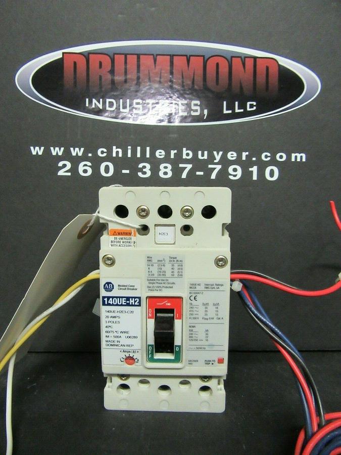 Used 20 AMP ALLEN BRADLEY BREAKER 140UE-H2E3-C20 3 POLE 480 VAC