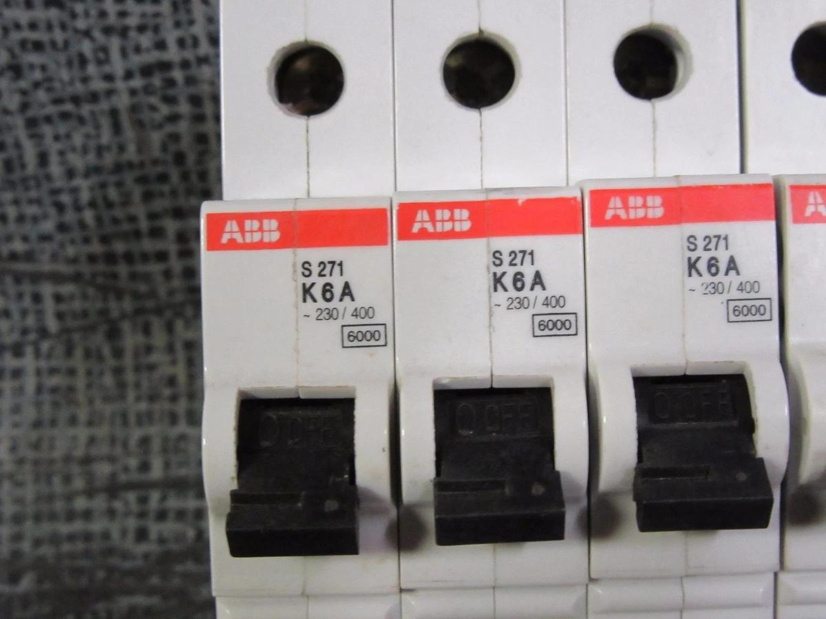 Used LOT OF 5 ABB S271 K6A CIRCUIT BREAKER 6 AMP 1 POLE 277 / 480 VOLT **WARRANTY!**