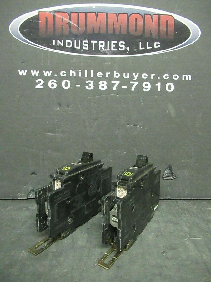 Used LOT OF 2 15 AMP SQUARE D SINGLE POLE BREAKERS 120/240 VAC