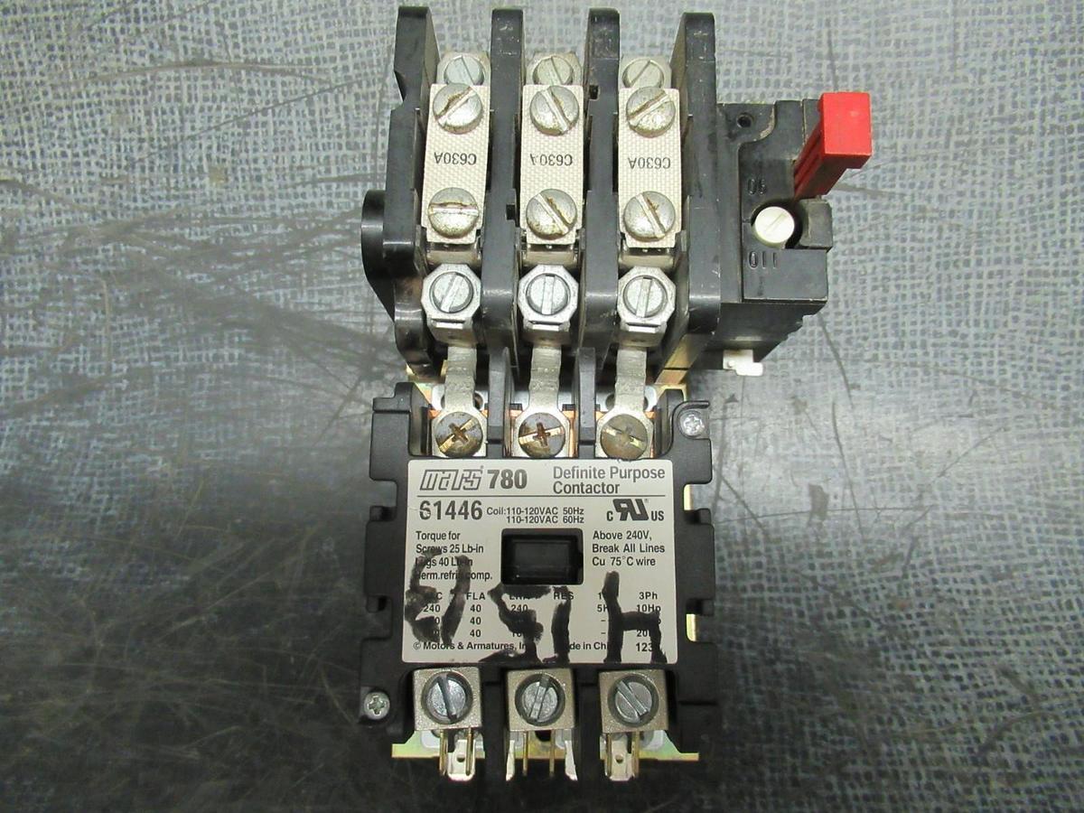 Used MARS 780 STARTER 61446 600V 40A 20HP 3-POLE 3-PHASE COIL: 120V **WARRANTY**