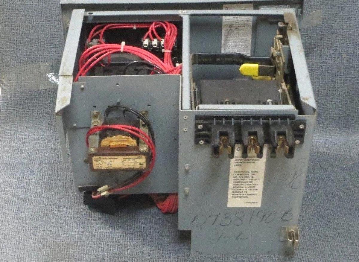 Used SQUARE D 12" MCC BUCKET 480 VAC 15 AMP FAP BREAKER WITH NEMA SIZE 1 STARTER