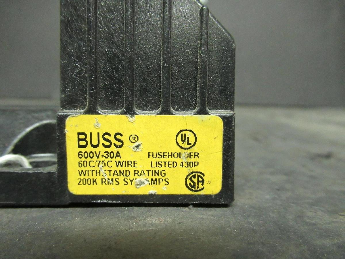 Used BUSSMAN FUSE HOLDER R60030-3PR FOR 30 AMP 600 V FUSES **WARRANTY**