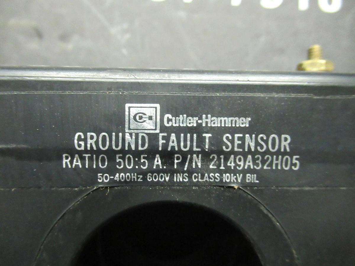 Used CUTLER HAMMER GROUND FAULT SENSOR 2149A32H05 50:5 RATIO 50 - 400HZ **WARRANTY**
