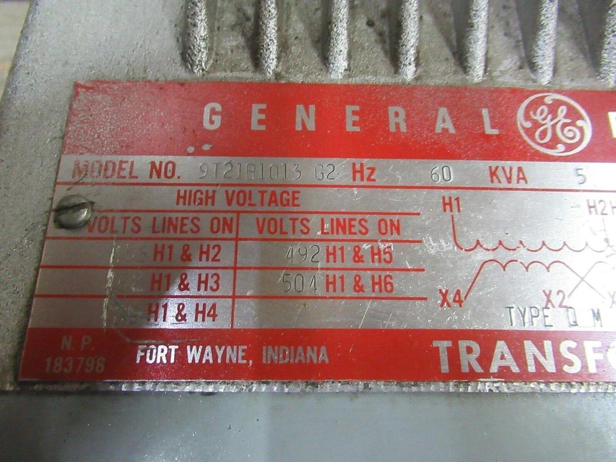 Used 5 KVA GE DRY-TYPE TRANSFORMER 9T21B1013-G2 HIGH: 480 VAC LOW: 120/240 VAC