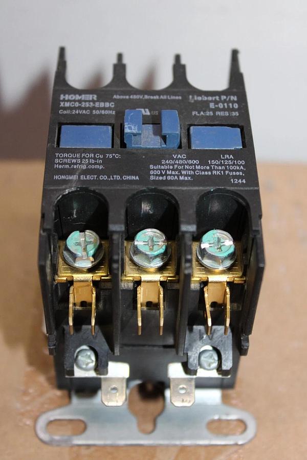 Used HOMER CONTACTOR XMC0-253-EBBC E-0110 25 AMP 600 VAC COIL: 24 VAC **LOT OF 2**