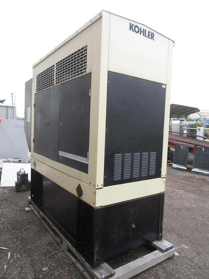 Used 50 KW DIESEL GENERATOR  KOHLER 120/240V JOHN DEERE ENCLOSED VIDEO WE SHIP 55KW