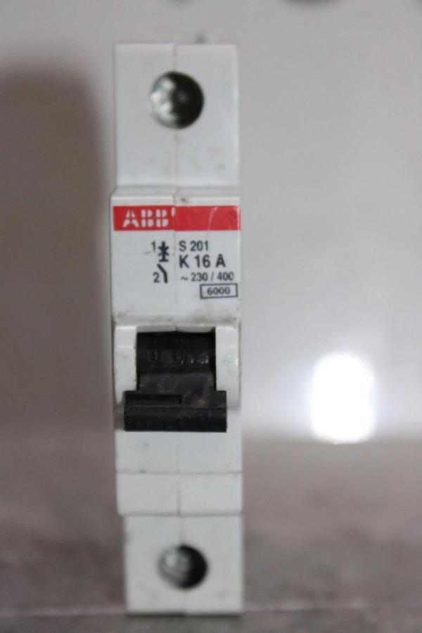 Used ABB CIRCUIT BREAKER S-201-K-16-A 230/400 VAC 16 AMP 1-POLE *WARRANTY*