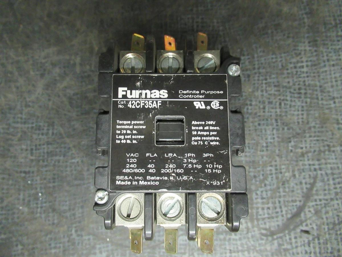 Used FURNAS DEFINITE PURPOSE CONTACTOR 42CF35AF 40 AMP 600V 15HP **WARRANTY**