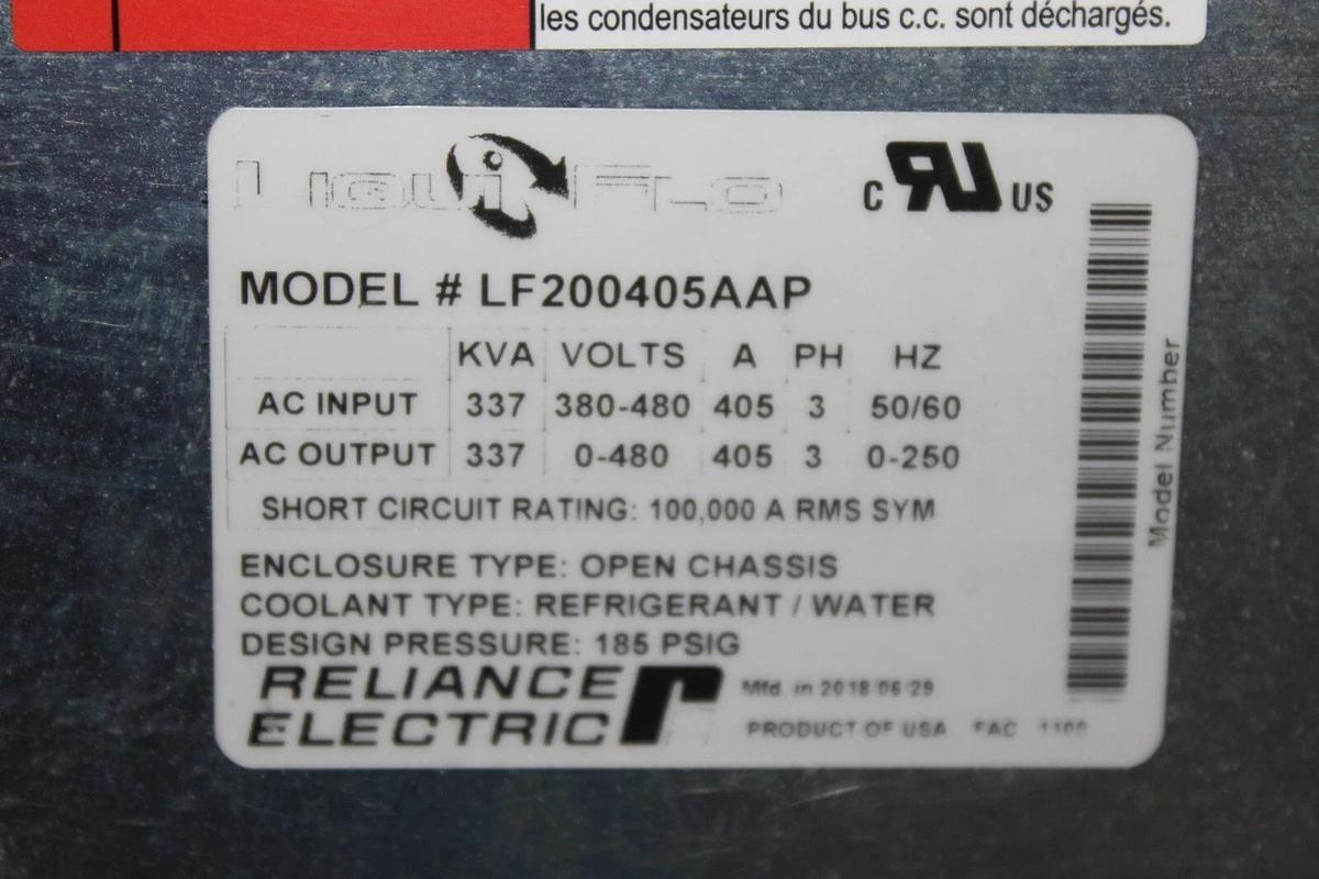 Used TRANE CHILLER LIQUIFLO ADAPTIVE FREQUENCY DRIVE LF200405AAP 480V 405 AMP 337 KVA