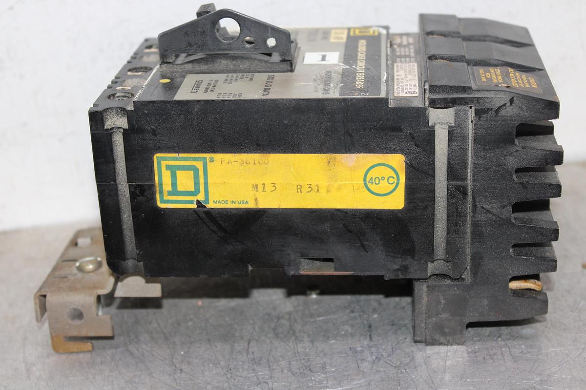 Used SQUARE D I-LINE CIRCUIT BREAKER FA34100 100 AMP 480 VOLT 3-POLE
