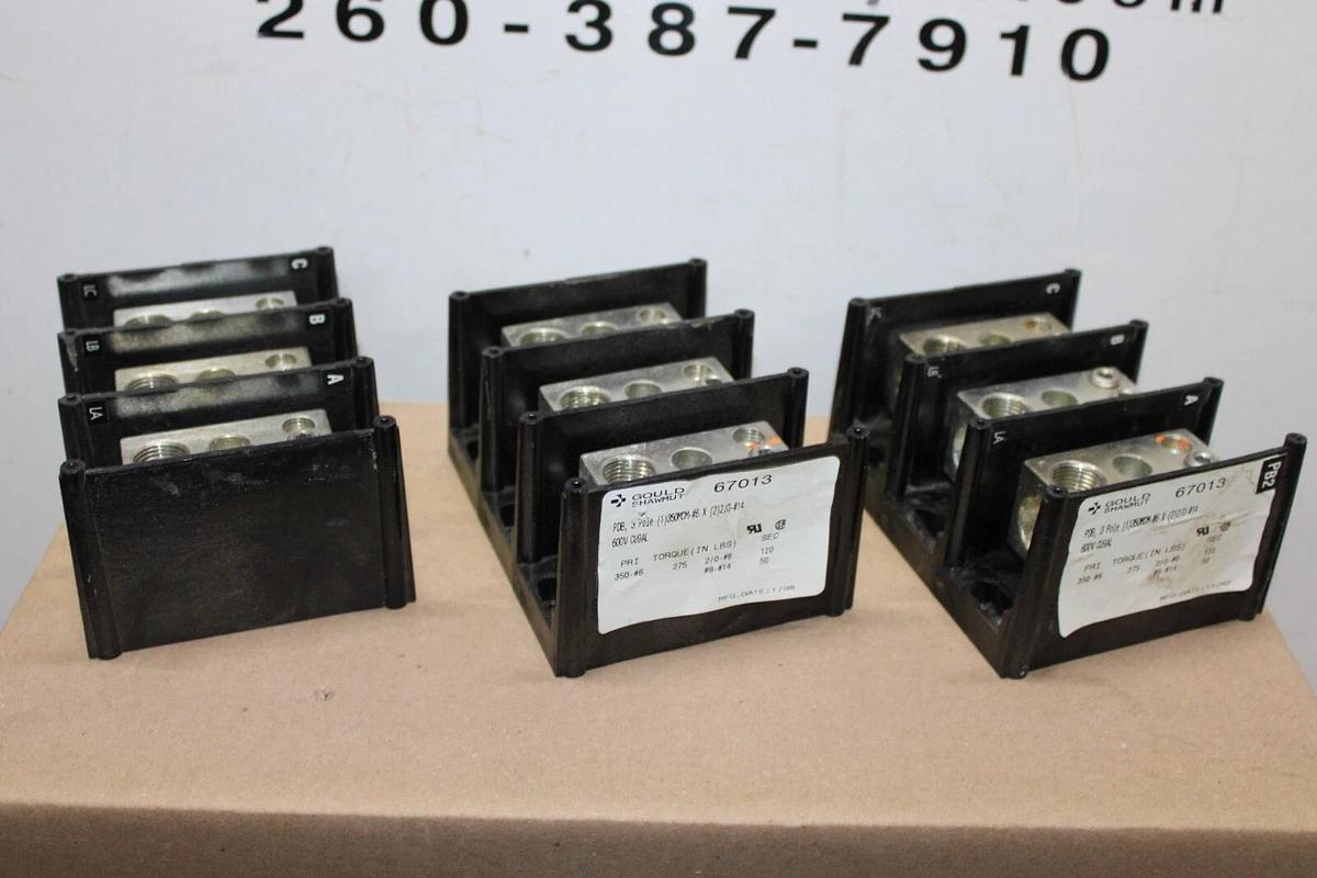 Used LOT OF 3 GOULD SHAWMUT TERMINATION LUG 67013 PDB 3-POLE 600 VOLT **WARRANTY**