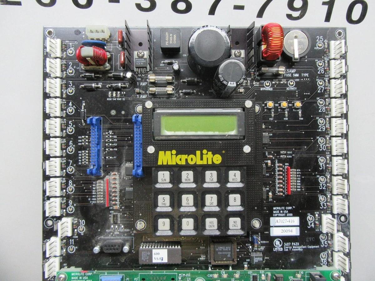 Used MICROLITE LIGHTING CONTROL BOARD A7027-416  A7037-401 **WARRANTY INCLUDED**