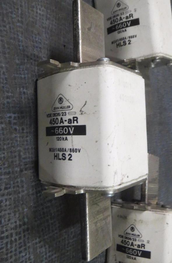 Used (1) JEAN MULLER HLS 2 FUSE VDE-0636/23 450 AMP 660V 120 KA **WARRANTY**