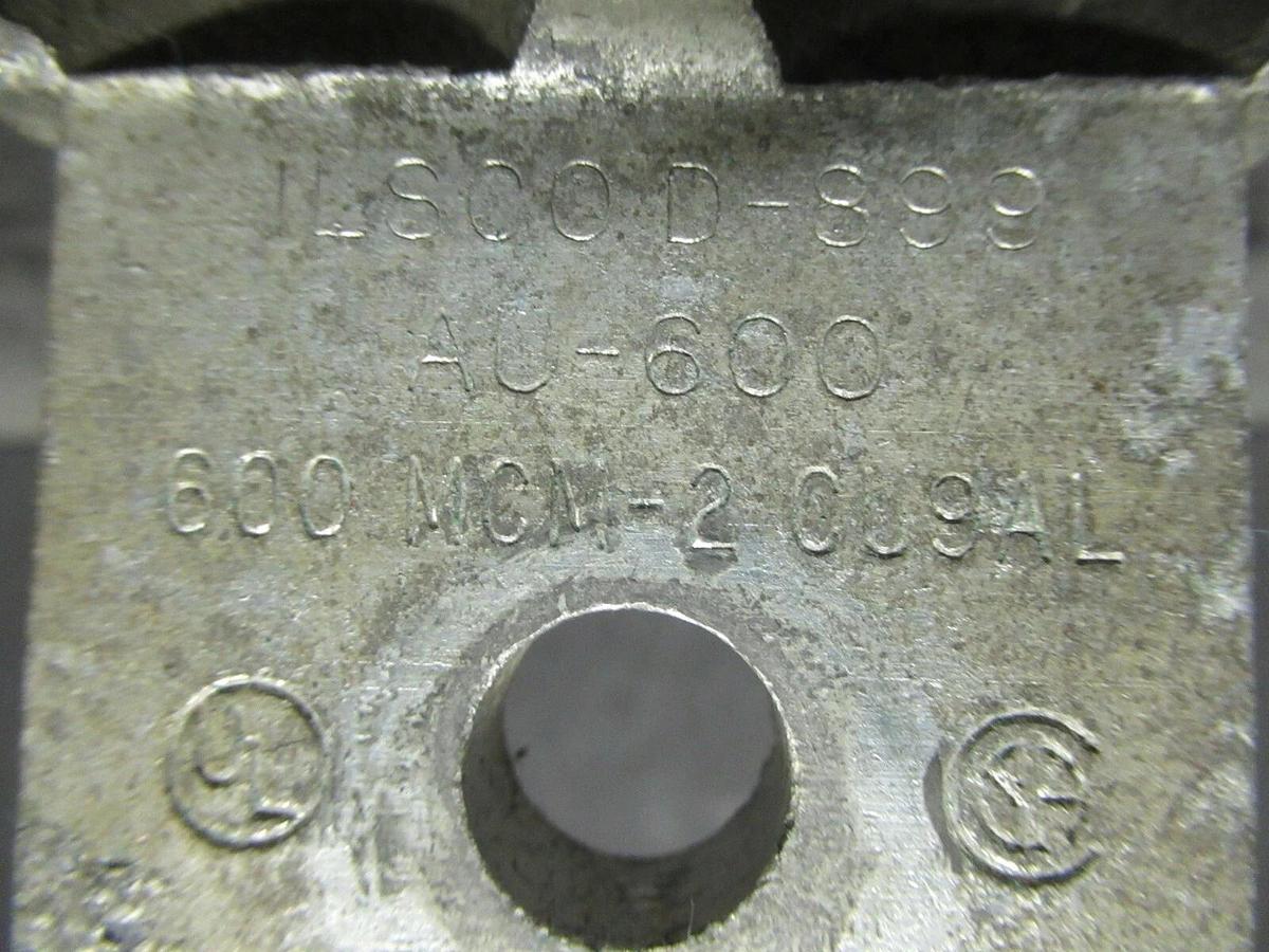 Used (3) QTY ILSCO D-899 2 (DOUBLE) BARREL MECHANICAL CONNECTOR LUG TAPS 600MCM - 2