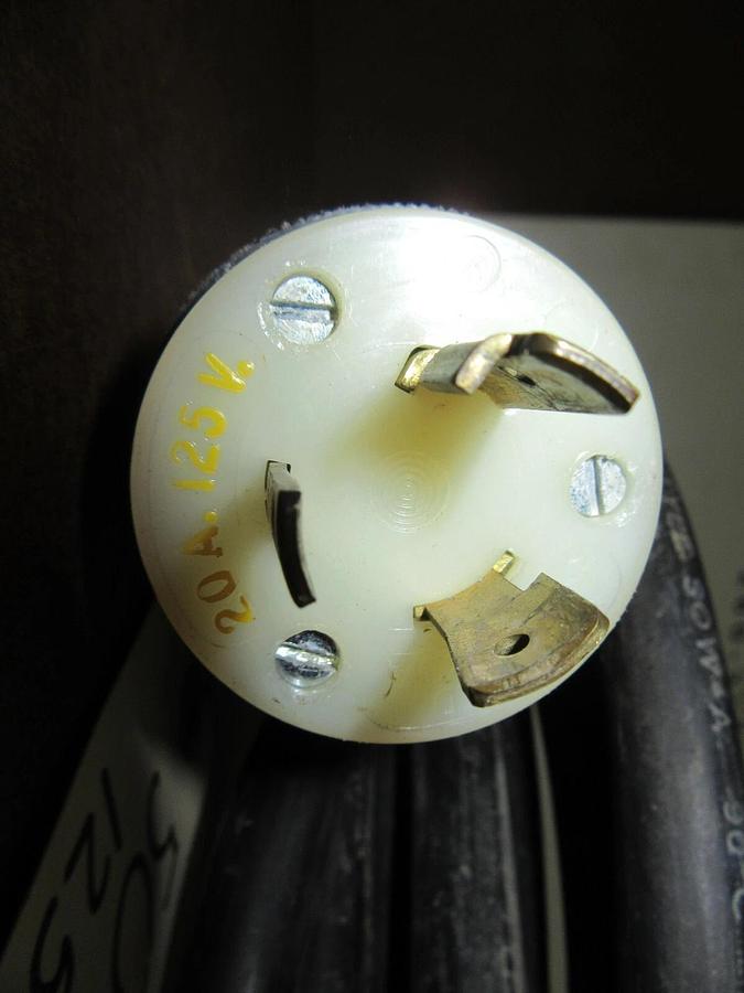 Used 50' SO 12/3 POWER CORD WIRE W/ 20 A 120 V 1 PH HUBBELL TWIST-LOCK PLUGS SOW-A