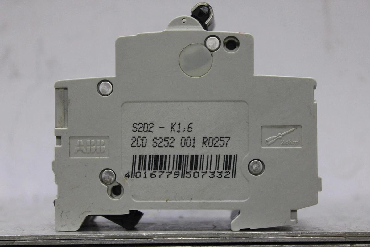 Used ABB CIRCUIT BREAKER S202-K1,6A 400 VAC 2-POLE **WARRANTY INCLUDED**